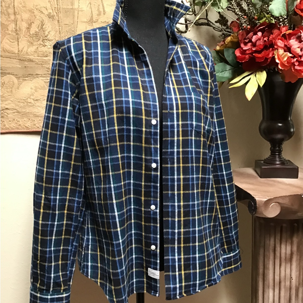 Frank & Eileen Navy Plaid Button-Down Shirt With Yellow Accents